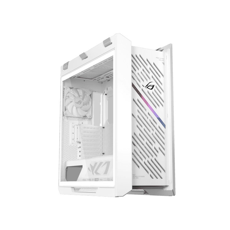 ASUS ROG Strix Helios II EATX White mid-tower Gaming Case, with Dual Tempered Glass Side Panels, Pre-installed 4x 140mm Fans, Aluminum Frame, Supports up to 450mm GPU, upto 420mm Radiator, Advanced I/O panel | 90DC00W3-B39000