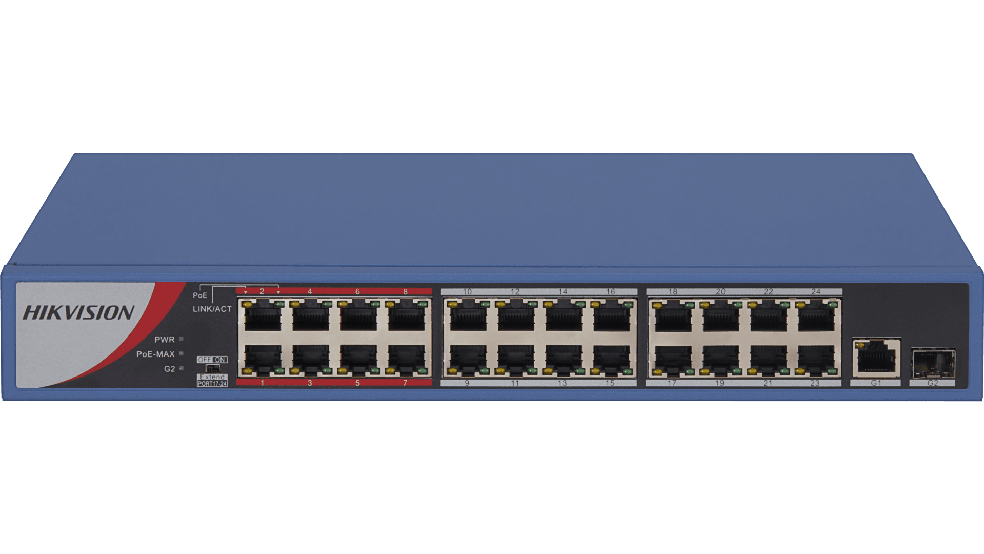 Hikvision DS-3E0326P-E/M(B) 24 Port Fast Ethernet Unmanaged POE Switch, Up to 300 m Long Range PoE Transmission.
