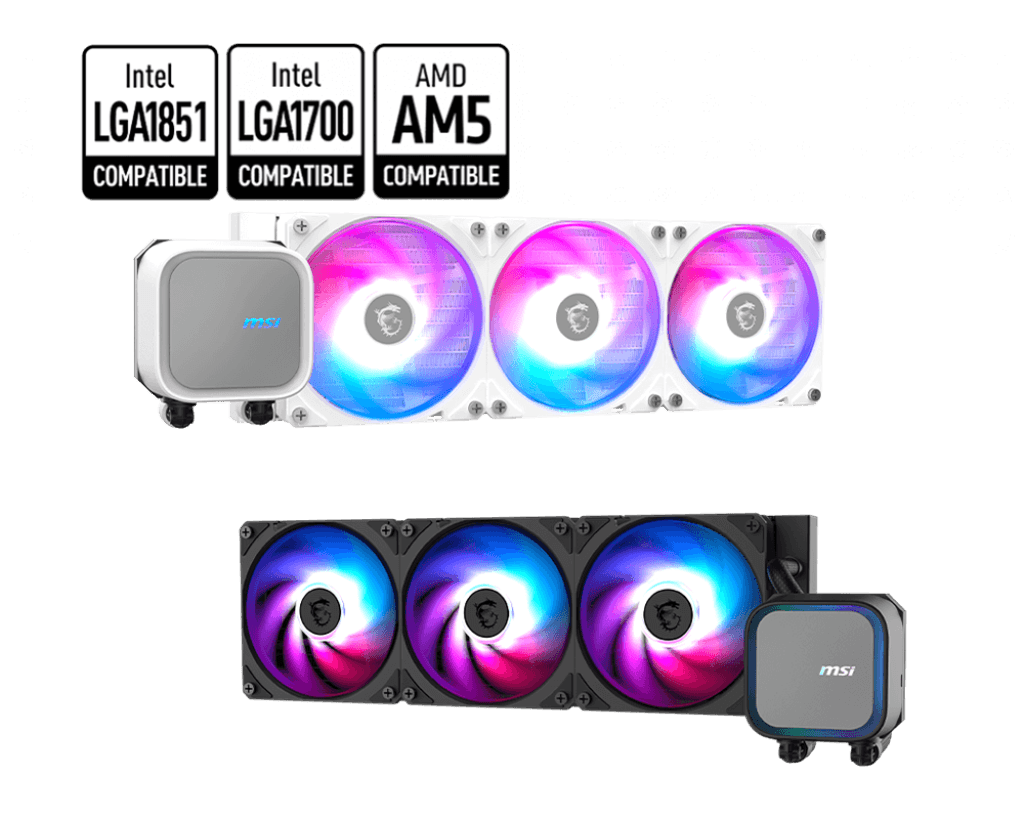 MSI MAG Coreliquid A13 360 White - AIO ARGB Liquid Cooling - 360mm Radiator - Triple 120mm ARGB PWM Fans - EZ Connect - LGA 1700/1851/AM5/AM4 Compatible | 306-7ZWDA21-L80 thumbnail 4