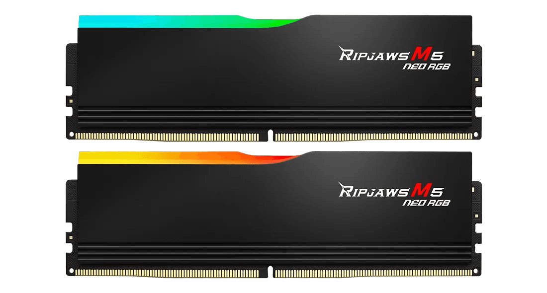  G.Skill Ripjaws M5 Neo RGB DDR5 Memory, 32GB (2x16GB) Capacity, 6000MHz Speed, CL36-36-36-96 Latency, 1.35 Voltage, AMD Expo, Black | F5-6000J3636F16GX2-RM5NRK thumbnail 1