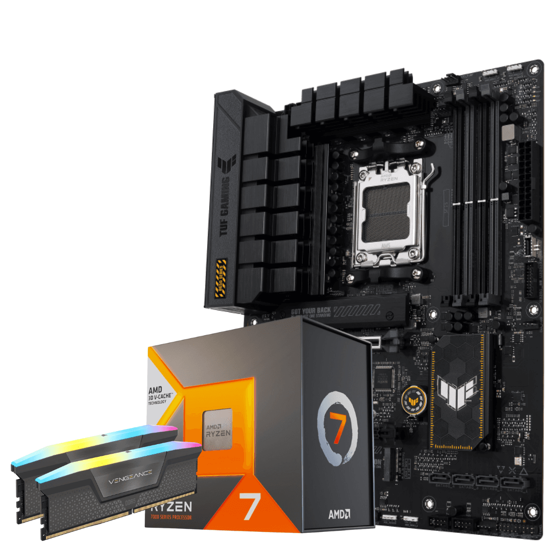 Gaming X Bundle, AMD 7800X3D Desktop Processor, TUF GAMING B650-E WIFI Motherboard, 32GB (2x16GB) DDR5 DRAM