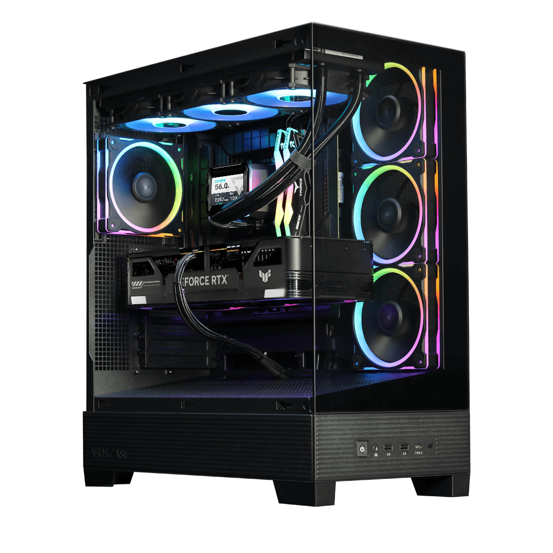ASUS Powered Gaming PC, AMD Ryzen 5 7600X, TUF 5060 Ti OC Edition 16GB, 32GB (2x16GB) 6000MTz, 2TB NVMe, LCD CPU Liquid Cooler, 750W, WiFi