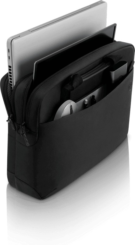 Dell EcoLoop Pro Briefcase 15, 840D fabric, 4.3 in x 11.4 in, Fits most Dell screen sizes up to 15.6",  100% recycled ocean-bound plastic, Weather-resistant, adjustable shoulder strap, luggage pass through, reflective accent thumbnail 4