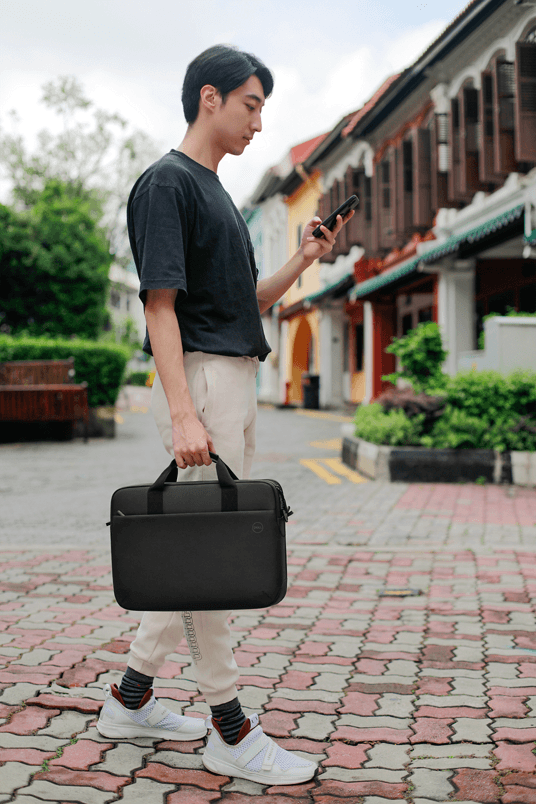 Dell EcoLoop Pro Briefcase 15, 840D fabric, 4.3 in x 11.4 in, Fits most Dell screen sizes up to 15.6",  100% recycled ocean-bound plastic, Weather-resistant, adjustable shoulder strap, luggage pass through, reflective accent thumbnail 2