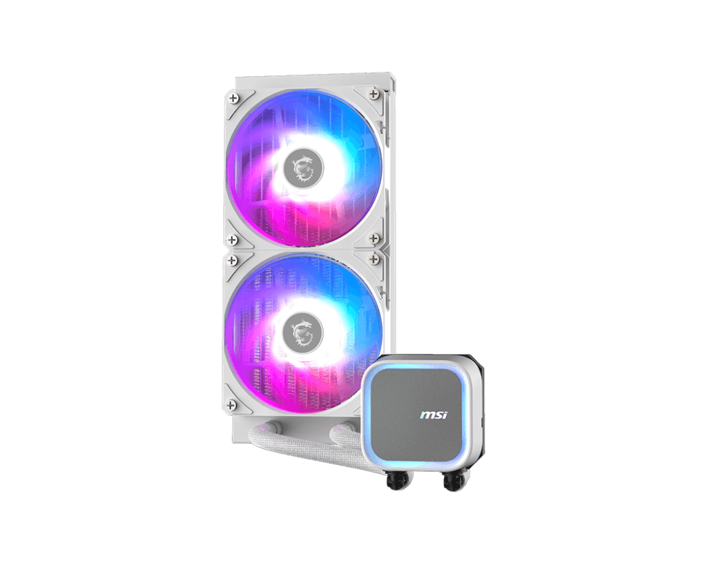 MSI MAG CORELIQUID A13 240 AIO 240mm Liquid Cooler, Ring Blade Fan Bearing, 3800 RPM, EPDM Tubing, AM5/AM4, LGA 1700/1851, ARGB GEN2, White | 306-7ZWCA21-L80 thumbnail 3