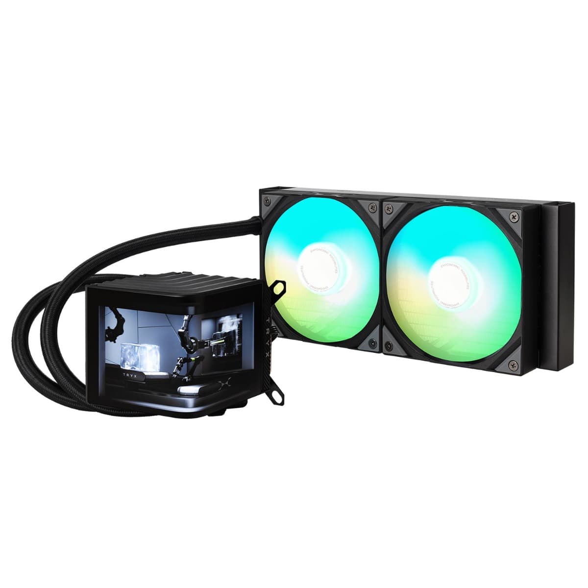 TRYX PANORAMA ARGB 240 Black L-shaped AMOLED Screen Liquid Cooler, 6.5 Inch 2K 60 Hz Display, Adjustable Fan Speed| L-P240A-AS2M-G0K thumbnail 3