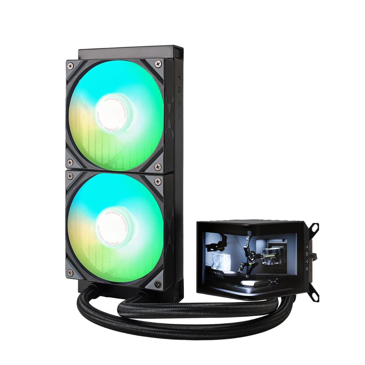 TRYX PANORAMA ARGB 240 Black L-shaped AMOLED Screen Liquid Cooler, 6.5 Inch 2K 60 Hz Display, Adjustable Fan Speed| L-P240A-AS2M-G0K thumbnail 1