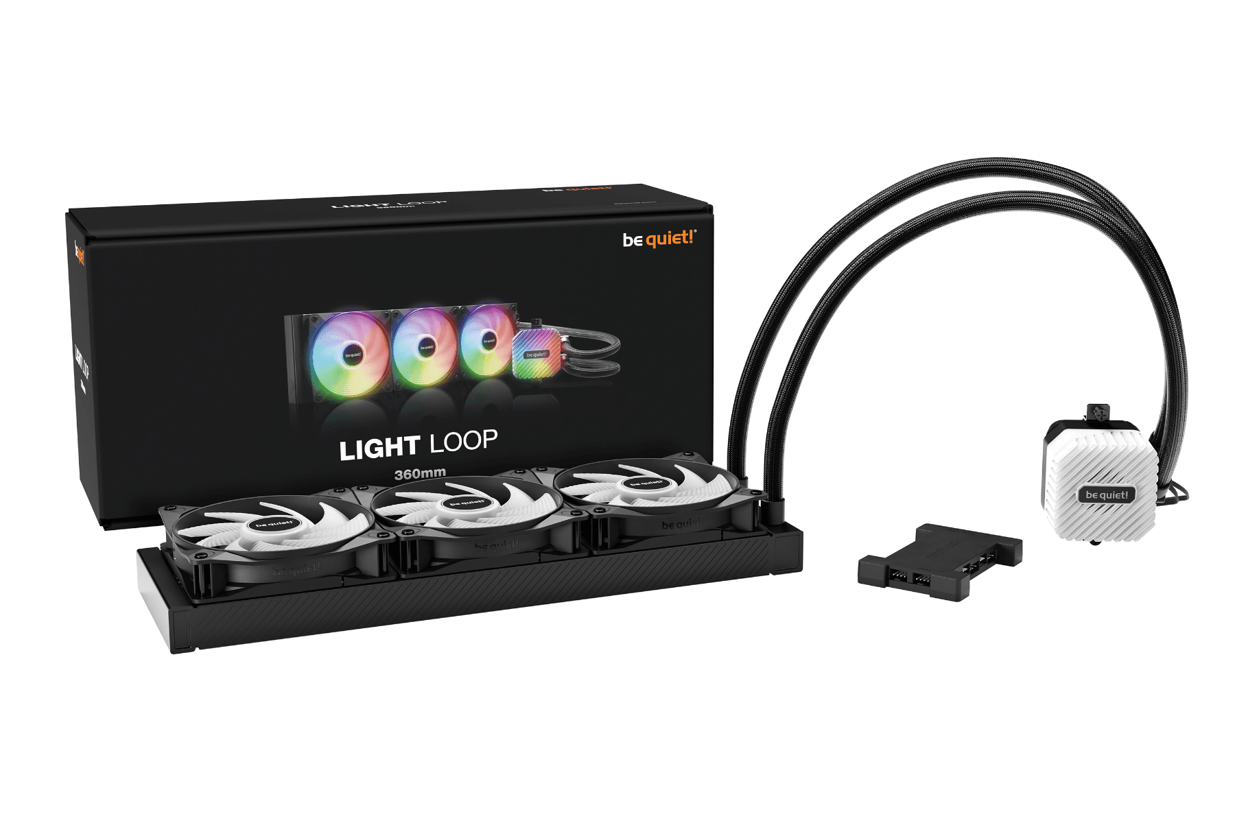 be quiet LIGHT LOOP 360mm Black  All-in-One Liquid Cooling, 3x Light Wings LX PWM Fans, ARGB Cooling Block, 2900 Pump speed (rpm) | BW022 thumbnail 4