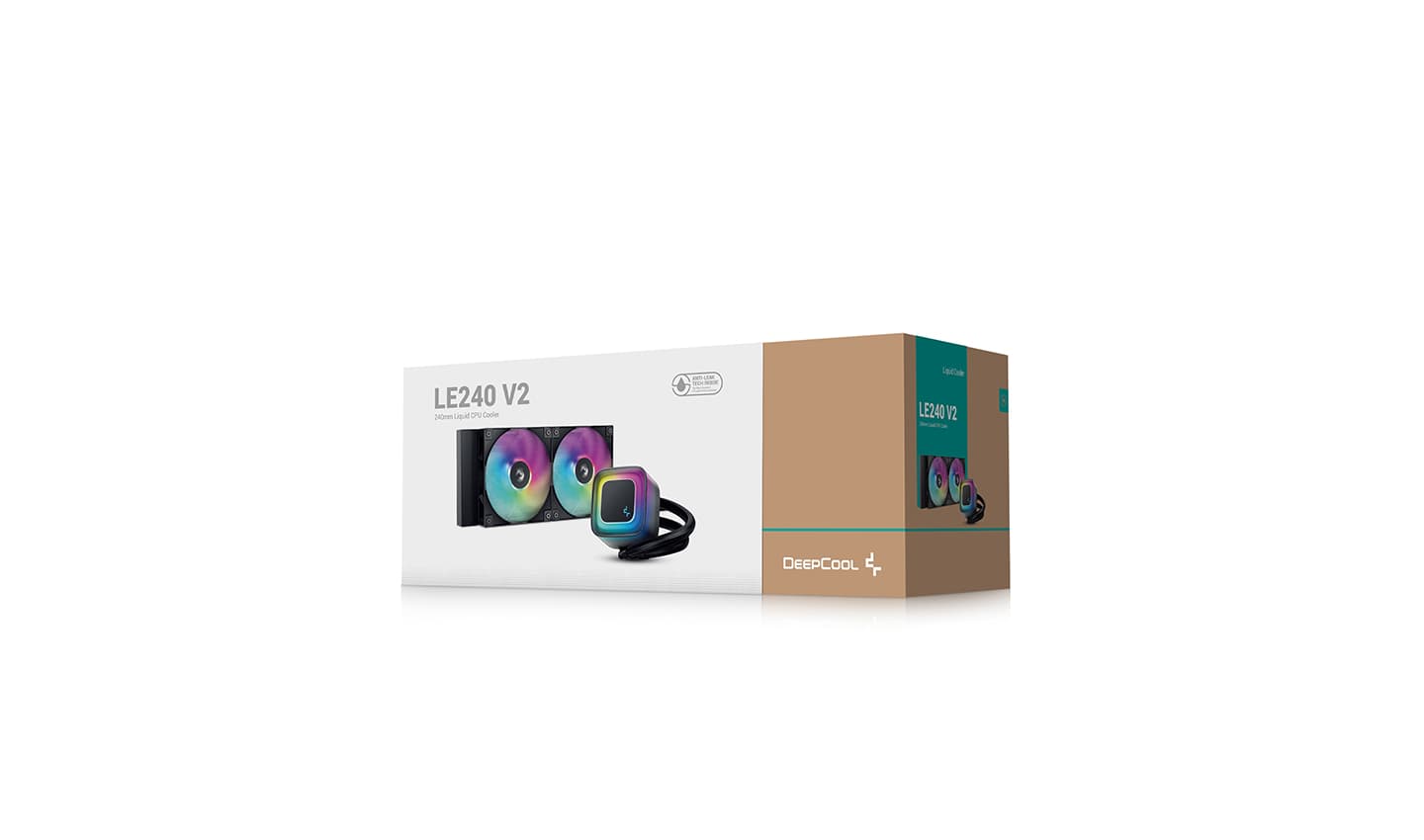DeepCool LE240 V2 AIO ARGB Liquid CPU Cooler, 240mm Radiator, up to 3400 RPM, Hydro Bearing Type, Anti-Leak Technology, Black | R-LE240-BKAMMC-G-2