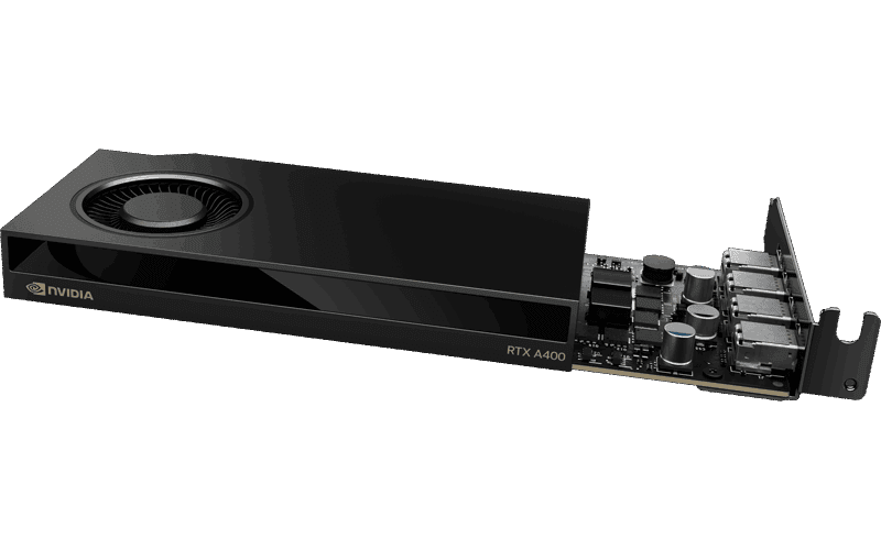 PNY NVIDIA RTX A400 Graphic card, 4 GB GDDR6, 64-bit 96 GB/sec, 8.7 Billion Transistors, 768 CUDA Cores, 24 Tensor Cores, 6 RT Cores, 4x mDisplayPort,  Single Slot | VCNRTXA400ATX-PB thumbnail 10