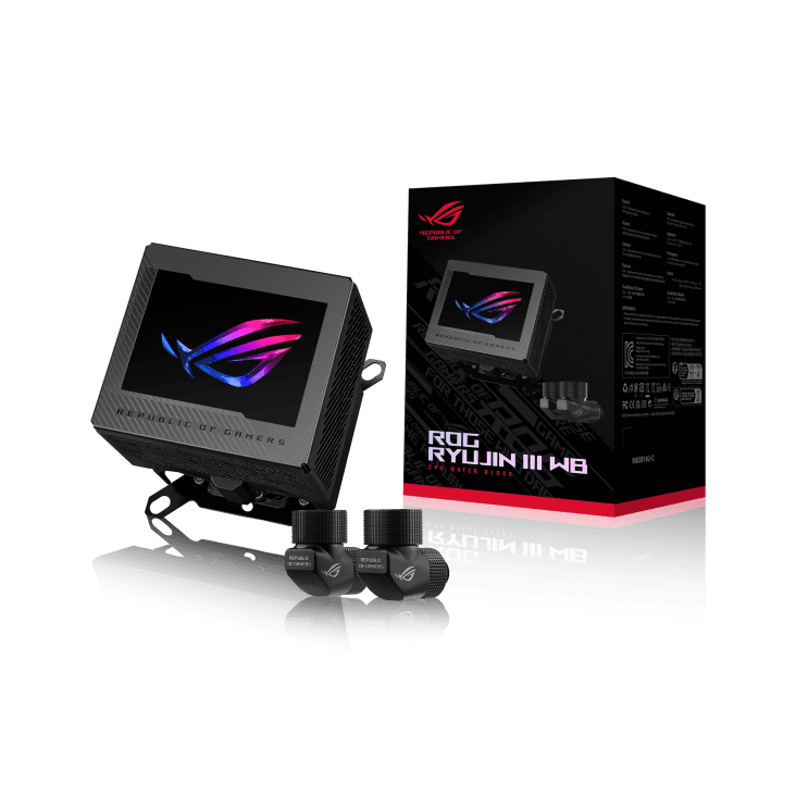 ASUS ROG RYUJIN III WB Asetek-powered Water Block, 178 Micro-cooling Fins, 3.5" Full Color LCD, ROG Cable Organizer, Black | 90RC00V0-M0UAY0