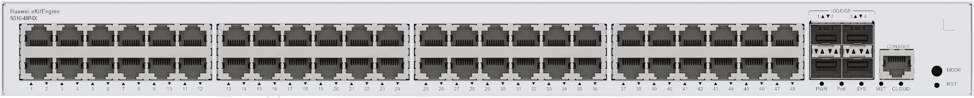 Huawei eKitEngine Managed Switch S310-48P4X, 48 Ports, POE+, 4 x 10GE SFP+ ports thumbnail 5
