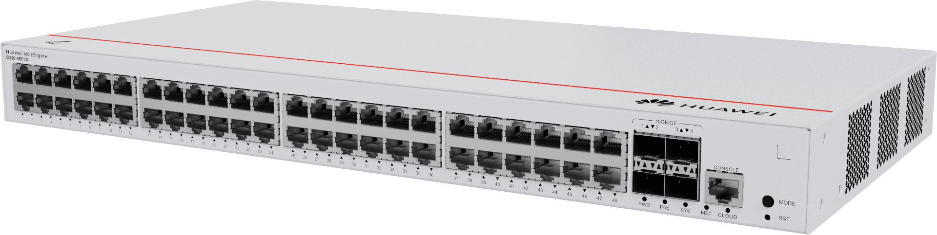 Huawei eKitEngine Managed Switch S310-48P4X, 48 Ports, POE+, 4 x 10GE SFP+ ports thumbnail 4