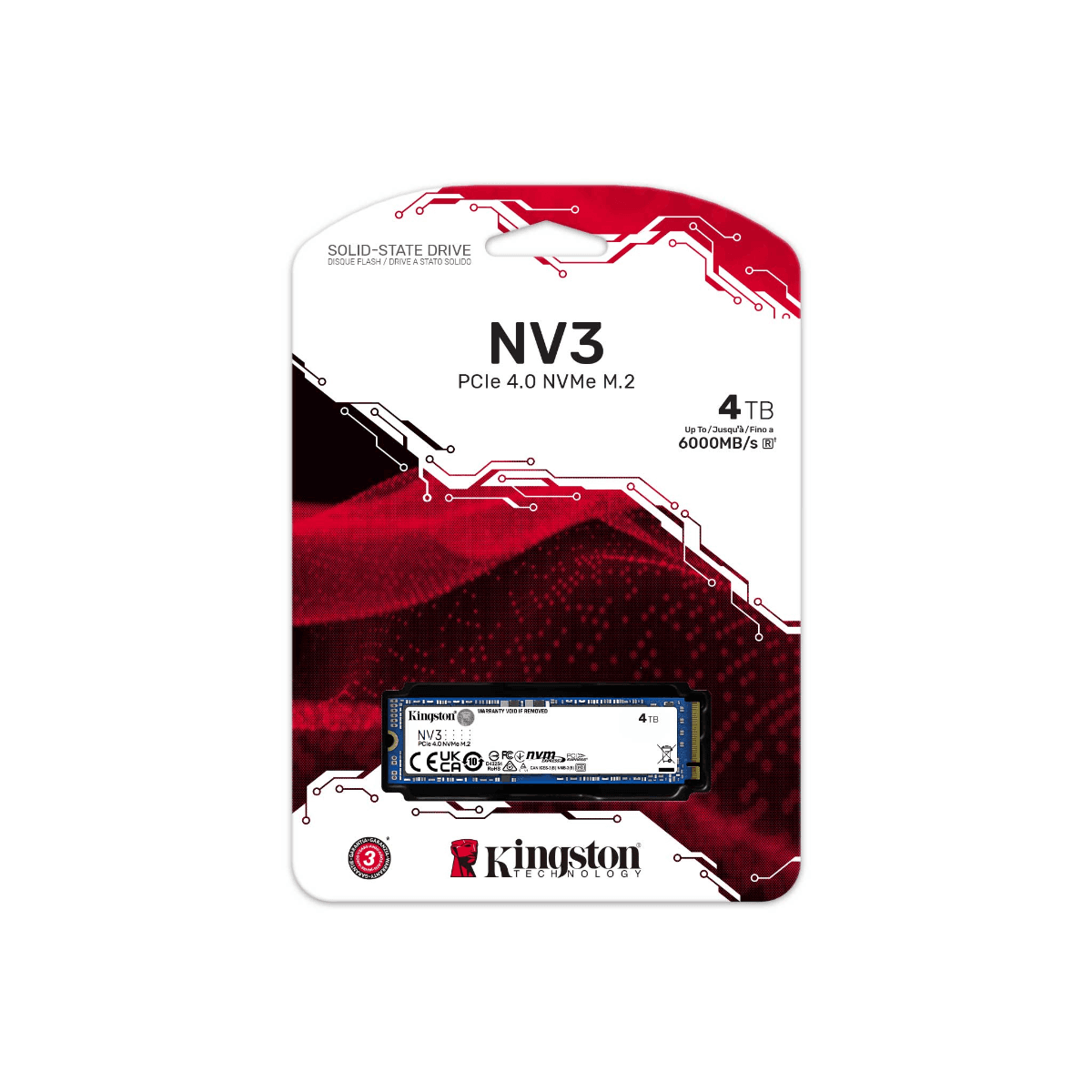 Kingston NV3 4TB NVMe SSD, M.2 2280 PCIe 4.0 x4 Internal Solid State Drive,  Up to 6,000MB/s read, 4,000MB/s write | SNV3S/4000G  thumbnail 4