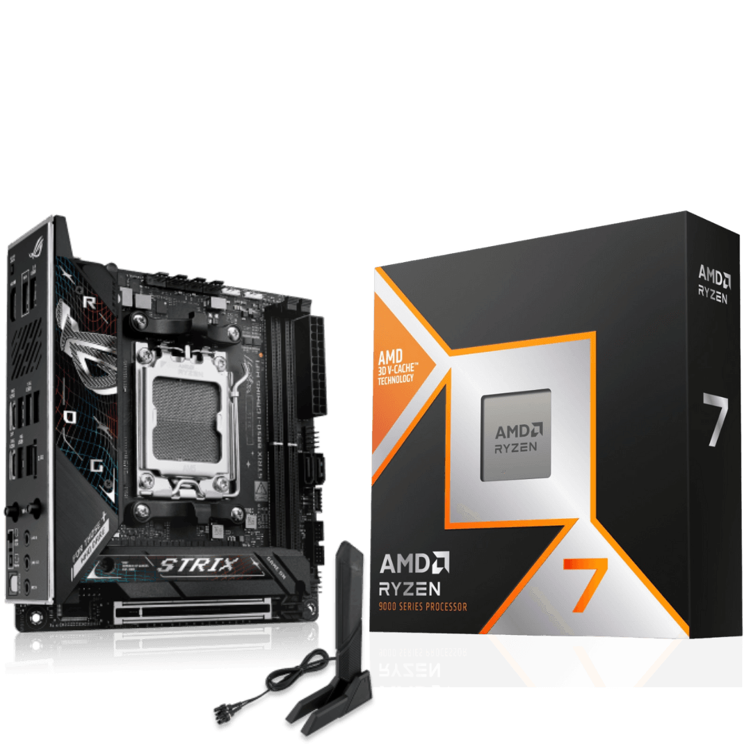 AMD Ryzen 7 9800X3D Desktop Processor + ASUS ROG STRIX B850-I GAMING WIFI Motherboard 