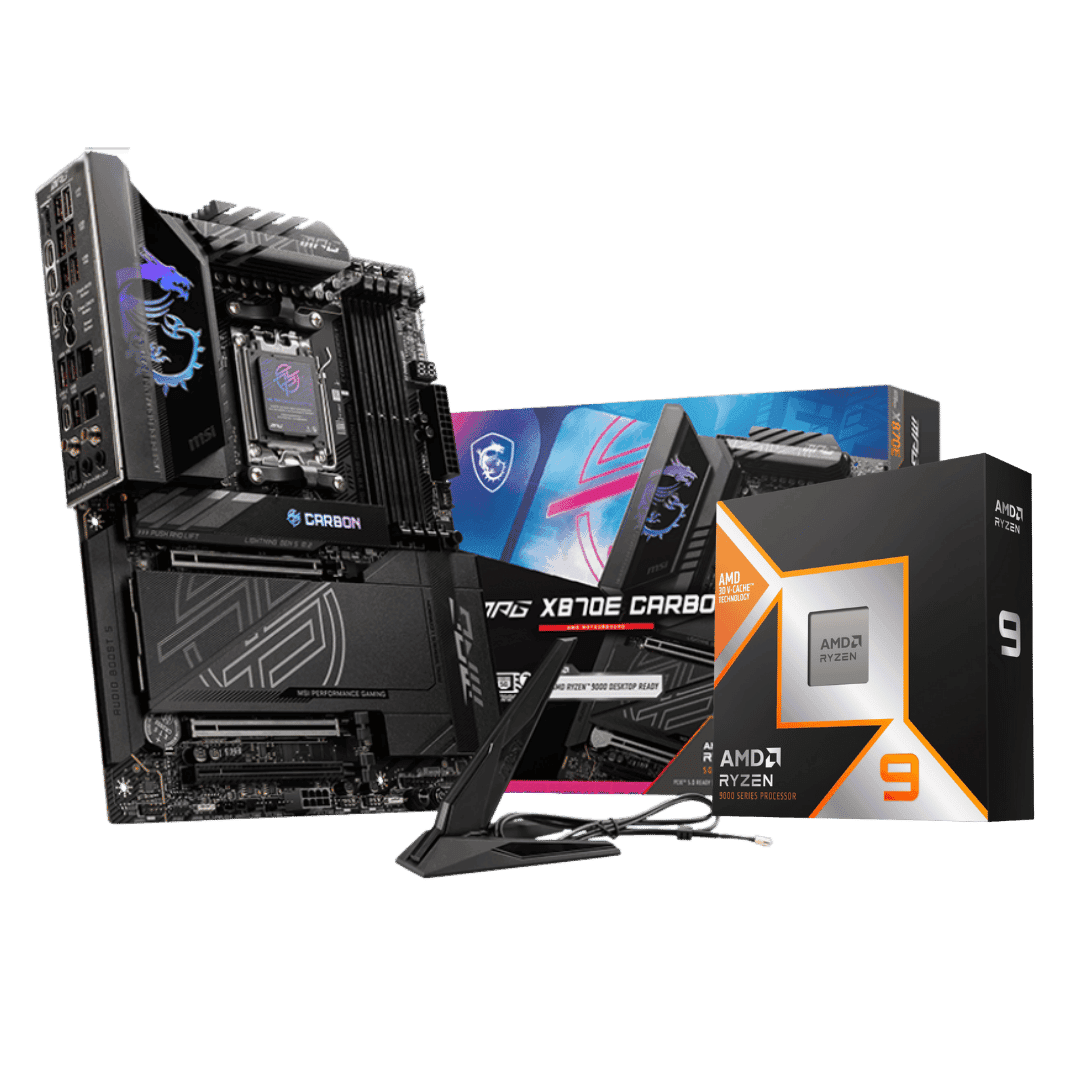 High-end Combo: MSI MPG X870E CARBON WIFI Motherboard | AMD Ryzen 7 9800X3D Processor  8 Cores / 16 Threads