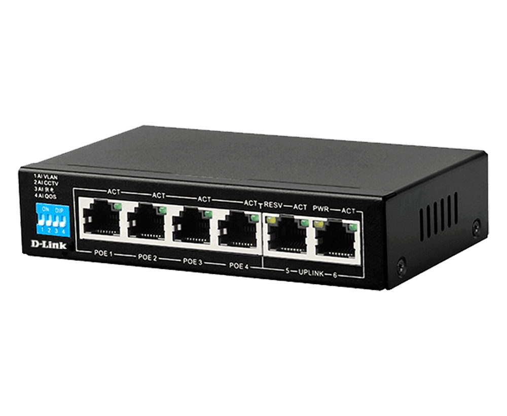 DLINK DES-F1006P-E/B 6PORT10/100 POE +SWITCH 4+2 UPLINK POE SWITCH 10/100