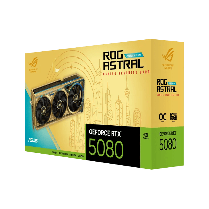 Asus ROG Astral GeForce RTX 5080 Dhahab CORE OC Edition 16GB GDDR7 OC EDITION 3 FAN | 90YV0LV6-M0NM00 image