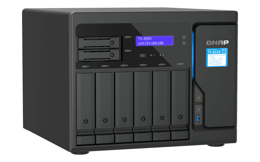 QNAP TS-855X-8G 8-BAY NAS, Intel Atom C5125 8-core processor, 2.8GHz, 4 x U-DIMM DDR4, upto 128 GB (4 x 32 GB), 64-bit x86, 4 x U-DIMM DDR4 Support ECC memory |  TS-855X-8G