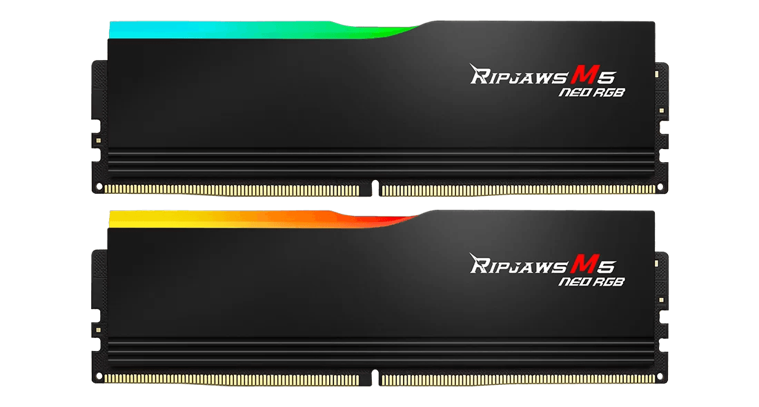  G.Skill Ripjaws M5 Neo RGB DDR5 Memory, 32GB (2x16GB) Capacity, 6000MHz Speed, CL36-36-36-96 Latency, 1.35 Voltage, AMD Expo, Black | F5-6000J3636F16GX2-RM5NRK image