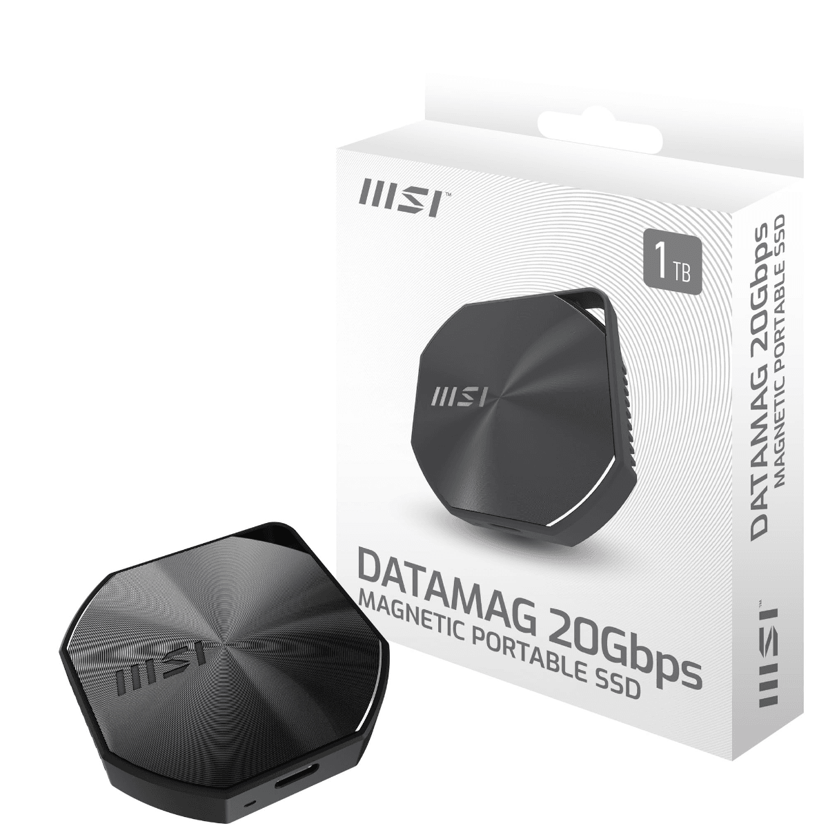 MSI DATAMAG 20Gbps 1TB First Magnetic Portable SSD, SuperSpeed USB 20Gbps (USB 3.2 Gen 2x2), PC, Mac, iPhone, iPad, Android, Gaming Console | S78-440L0B0-P83 image