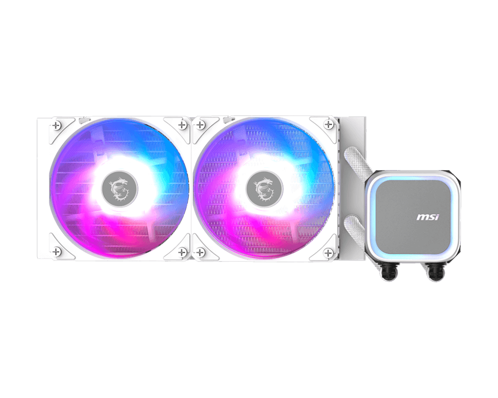 MSI MAG CORELIQUID A13 240 AIO 240mm Liquid Cooler, Ring Blade Fan Bearing, 3800 RPM, EPDM Tubing, AM5/AM4, LGA 1700/1851, ARGB GEN2, White | 306-7ZWCA21-L80 image