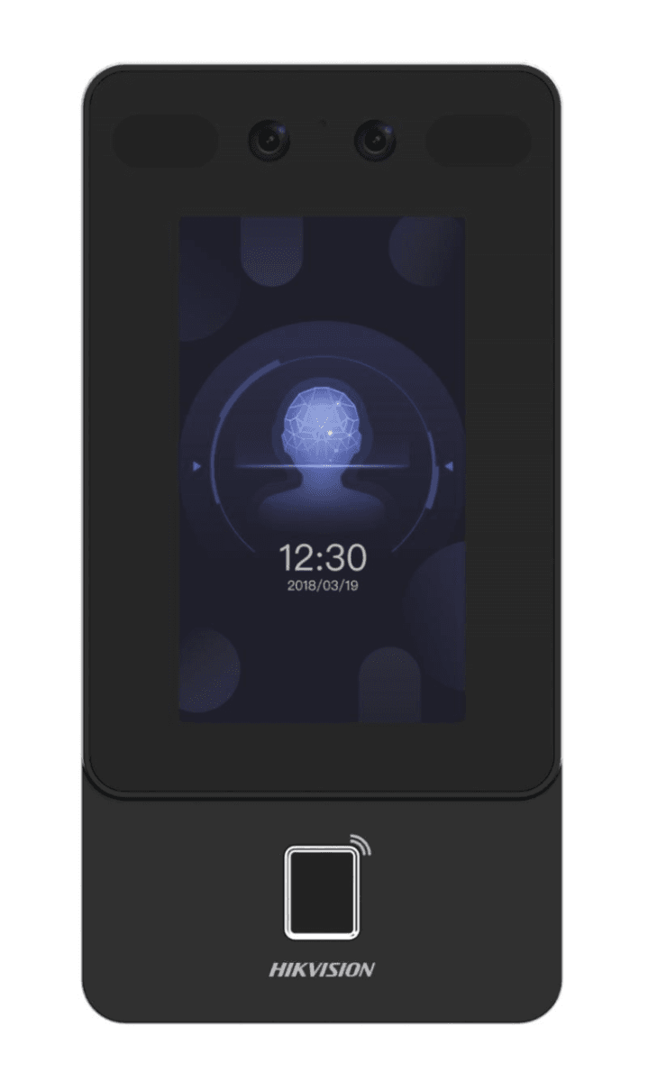 Hikvision DS-K1T342MFWX-E1 Face Recognition Terminal, 4.3-inch LCD touch screen, 2 Mega pixel wide-angle lens, built-in M1card reading module, Max.1500 faces capacity, Max.3000 fingerprints capacity, and Max.3000 cards, TCP/IP, Wi-Fi image