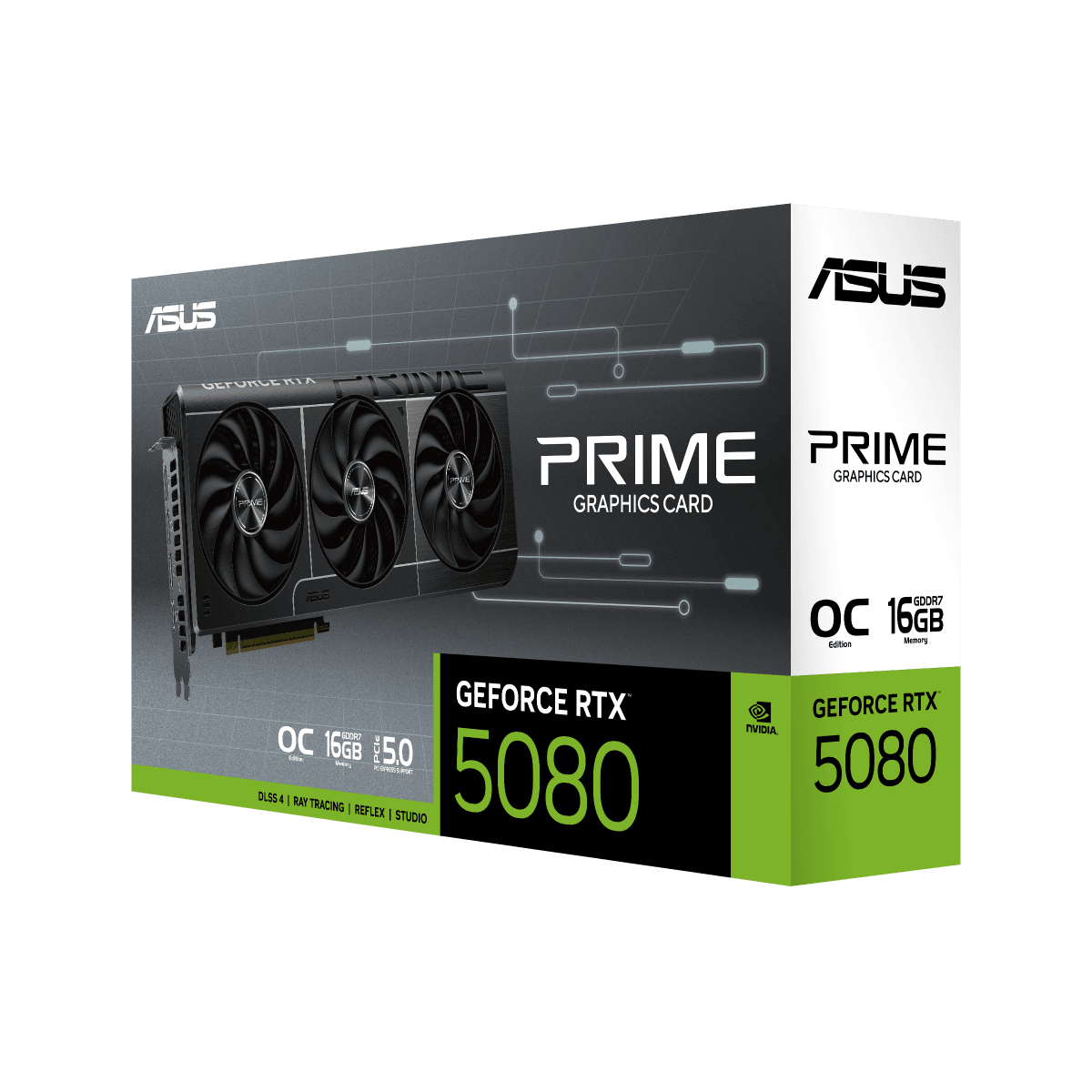 ASUS PRIME GeForce RTX 5080 16GB GDDR7 OC Edition Graphics card, 16GB GDDR7,  256-bit  30 Gbps, Extreme Clock 2685 MHz, 10752 CUDA Core, NVIDIA Blackwell Architecture and DLSS4 | 90YV0LX0-M0NA00 image