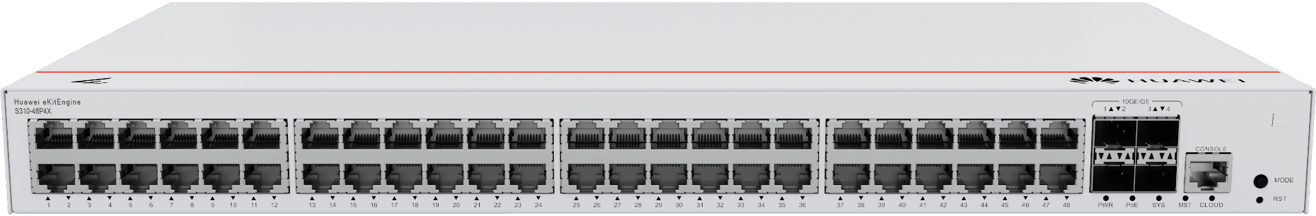 Huawei eKitEngine Managed Switch S310-48P4X, 48 Ports, POE+, 4 x 10GE SFP+ ports image